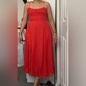 Abercrombie & Fitch Vibrant Red Midi Dress